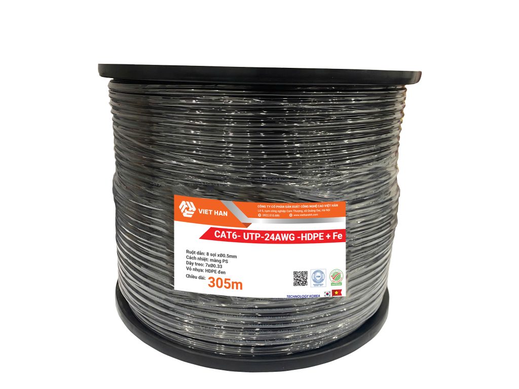 Dây cáp mạng ngoài trời cat6e + cường lực hdpe